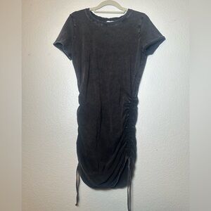 PINK Black Short-Sleeve Ruched Side Dress